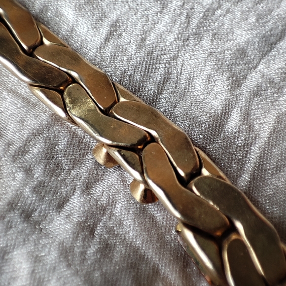 Vintage Gold Tone Signed KAFIN NEW YORK Link Bracelet Prong Set Topaz Citrine - Picture 12 of 16